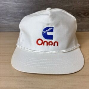VINTAGE Cummins Onan Hat Cap Snap Back White Embroidered Promo Mens 90s